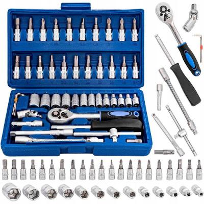 Kit de Ferramentas Kit Chaves Soquete Catraca Reversível 46 Pçs com Bits Aquilae