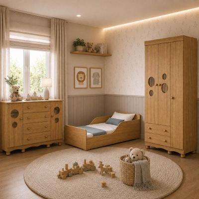 Conjunto de Quarto Suspiro 5 Portas 6 Gavetas MDP-MDF Amadeirado Multimóveis