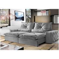 Sofá 5 Lugares Retrátil 2,90m Fusion Veludo Cinza Profundo Móveis Mix Cinza Profundo - 1