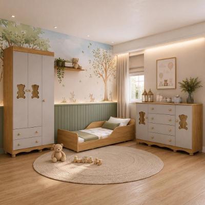 Conjunto de Quarto Ternura 5 Portas 6 Gavetas MDP-MDF Amadeirado Multimóveis
