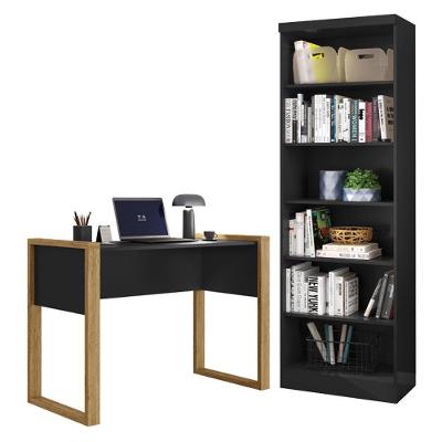 Mesa de Escritório com Estante Office 5030 Moderno 3 Gavetas MDF-MDP 107.5CM Qmovi