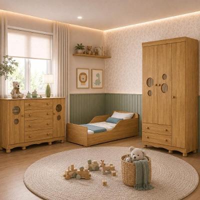 Conjunto de Quarto Suspiro 5 Portas 6 Gavetas MDP-MDF Amadeirado Multimóveis