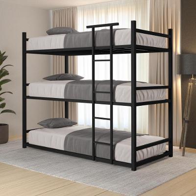 Treliche Solteiro 3 Camas Josy com Escada Aço Preto Mobigu 96CM