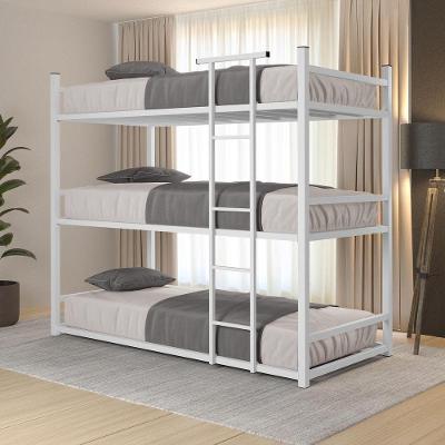 Cama Treliche Solteiro 3 Camas Josy com Escada Aço Branco Mobigu