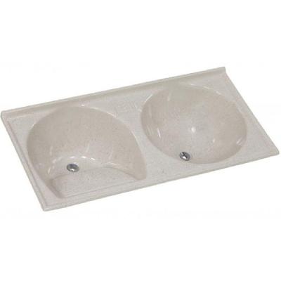 Tanque Duplo 502514 124x62cm de Sobrepor Mármore Sintético com Espessuras Reforçadas Travertin AJ