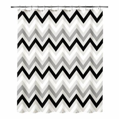 Cortina de Box Zig Zag com Impermeabilidade Preto e Branco Vida Pratika 138CM 198CM