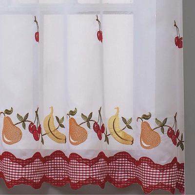 Cortina Doce Lar em Voil Bordado 2,00M X 1,40M Poliéster para Cozinha Cereja Vilela Enxovais 200CM