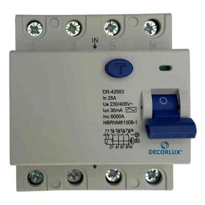 Interruptor Diferencial Residual DR-42503 30mA 4 Polos AC Branco Decorlux 25A