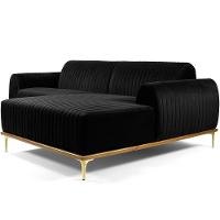 Sofá 5 Lugares Com Chaise Molino 320 Cm Veludo Preto C-300 - 1