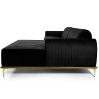 Sofá 5 Lugares Com Chaise Molino 320 Cm Veludo Preto C-300 - 2