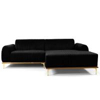 Sofá 5 Lugares Com Chaise Molino 320 Cm Veludo Preto C-300 - 3