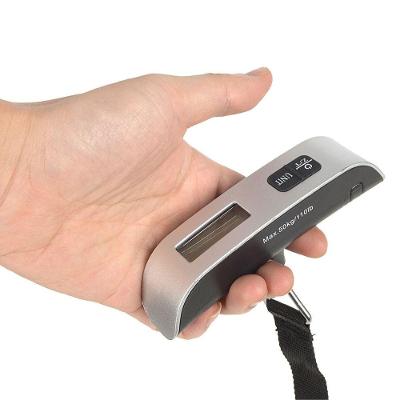 Balança Digital Portátil de Mão Compacto para Viagem com Visor LCD em Aço Inoxidável Prata Polo King