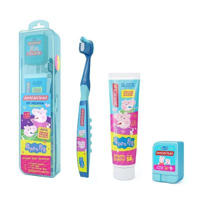Creme Dental 50g + Escova Ultramacia + Fio Dental 25m + Estojo Peppa Pig George Dentalclean - Azul Azul