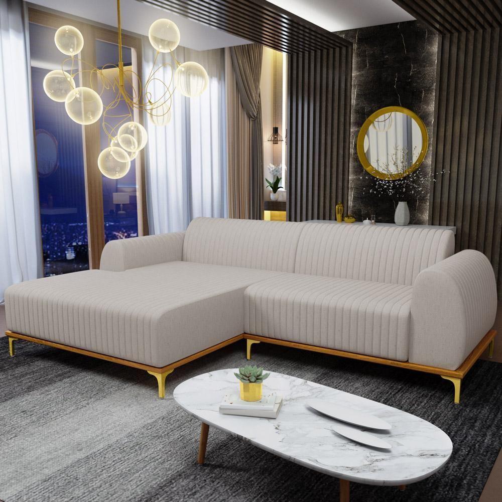 Sofá 5 Lugares Com Chaise De Estar Molino 320cm Bege C-107 - 7