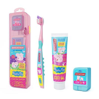 Creme Dental 50g + Escova Ultramacia + Fio Dental 25m + Estojo Peppa Pig George Dentalclean - Rosa Rosa