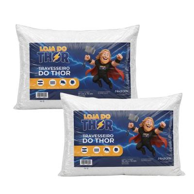 Kit 2 Travesseiros Thor 50x70CM Tradicional Poliéster Altura 50CM Dupla Camada Branco