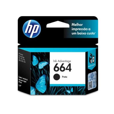 Cartucho HP 664 Preto com Tinta Pigmentada para Impressões Nítidas e Rendimento de Até 120 Páginas