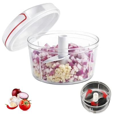 Mini Processador de Alimentos Manual com Corda Retrátil para Alho Cebola e Temperos Plástico e Metal