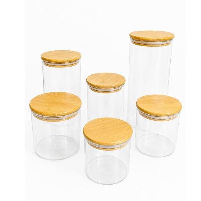 Conjunto de 6 Potes Herméticos de Vidro Bambu Mori com Vedação em Silicone Transparente Hanae Mori