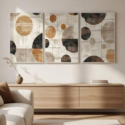 Quadro Decorativo Círculos Abstratos Textura Terroso Retangular 40x60cm 50x75cm 60x90cm em MDF