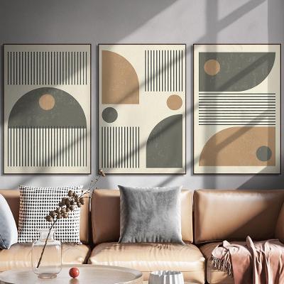 Quadro Decorativo Formas Circulares e Traços Kit 3 Peças 40x60CM 50x75CM 60x90CM em MDF Madeira