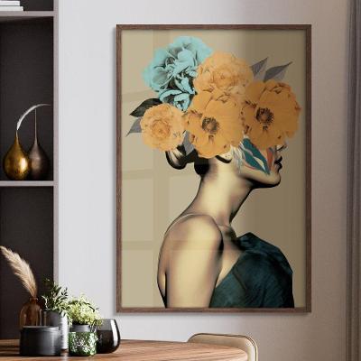 Quadro Decorativo Flores Que Vibram Retangular 60x90CM em Madeira com Parafuso Bege Soleil Home
