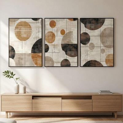 Quadro Decorativo Círculos Abstratos Textura Terroso Retangular 60x90CM em MDF com Suporte Invisível