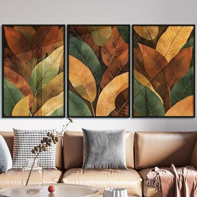 Quadro Decorativo Folhas Outono Retangular 40x60CM em MDF com Parafuso Preto Soleil Home Decor