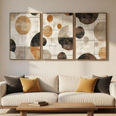 Quadro Decorativo Círculos Abstratos Textura Terroso Retangular 40x60CM 50x75CM 60x90CM MDF Madeira