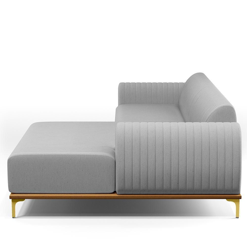 Sofá 5 Lugares Com Chaise De Estar Molino 300cm Cinza D-315 - 7