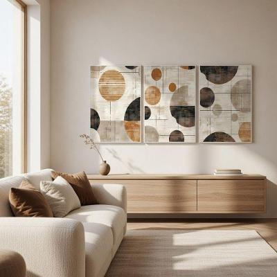 Quadro Decorativo Círculos Abstratos Textura Terroso Retangular 40x60CM 50x75CM 60x90CM MDF Madeira