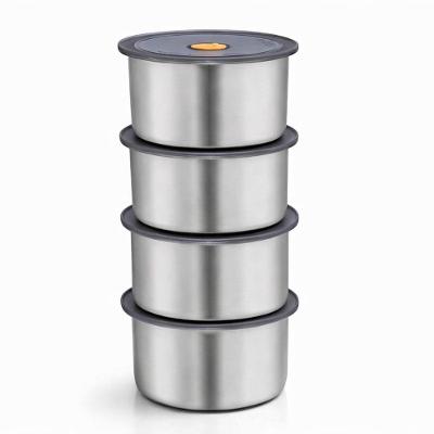 Conjunto 4 Potes Herméticos Redondos 450ML Aço Inoxidável Vedação para Alimentos Prata Carisma