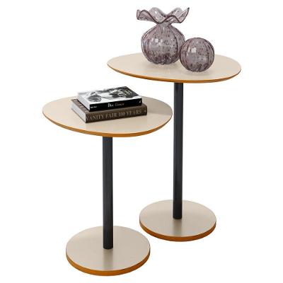 Conjunto Mesa Lateral - Monopé Retangular MDF Aço Off White e Cedro Carisma