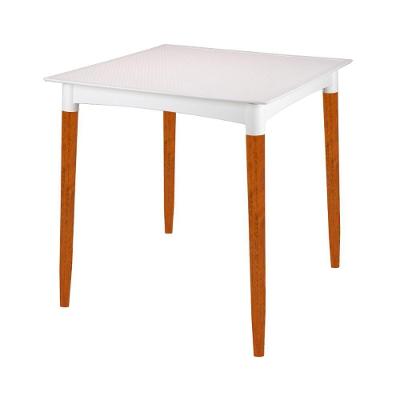 Mesa Tramontina Laura Rattan 4 Lugares Quadrada Plástico 70CM Branco Pernas Madeira