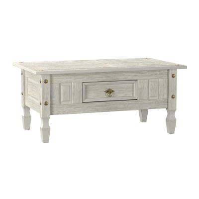 Mesa de Centro Elliottiis Retangular Madeira Maciça 100CM Branco