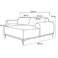 Sofá 5 Lugares Com Chaise Direito Sala De Estar 320cm Preto - 5