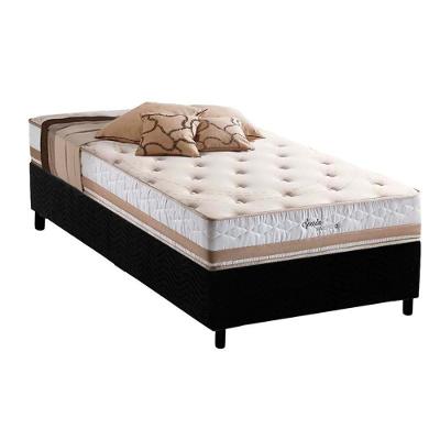 Cama Box com Colchão Solteiro Molas Maxspring Spain Pillow Top Ensacadas Suede Preto Herval