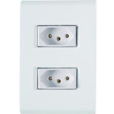 Conjunto Tomada Liz 2 Tomadas 10A 250V Acabamento Primoroso Branco Tramontina