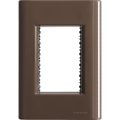 Placa de Interruptor 3 Postos 4x2 com Sistema Modular Amadeirado Tramontina