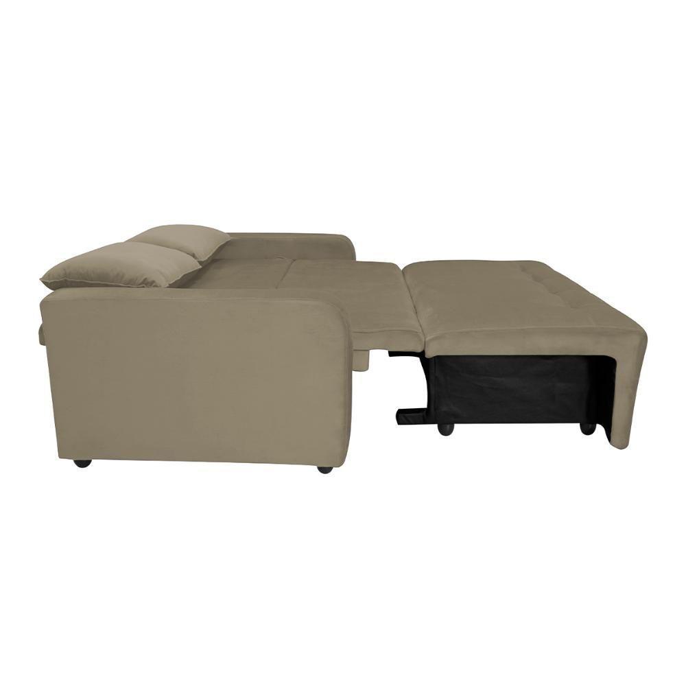 Sofá Cama Para Sala De Estar Amora New Suede - Bege Bege - 6