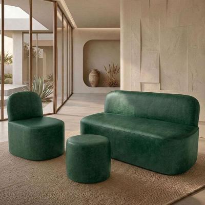 Kit Poltrona Lumiere Reclinável Couríssimo Confortável Verde Lyam Decor