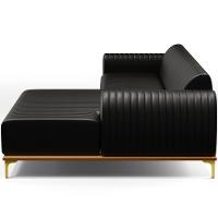 Sofá 6 Lugares Com Chaise Direito Sala De Estar 350cm Preto - 3