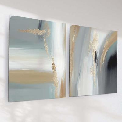 Quadro Decorativo Abstrato Brisa de Ouro e Cinza Kit 2 Retangular 40x60CM com Parafuso