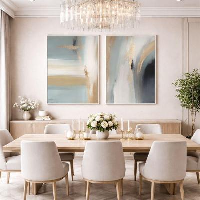 Quadro Decorativo Brisa de Ouro e Cinza Retangular 80x120cm com Parafuso Branca 2 Unidades