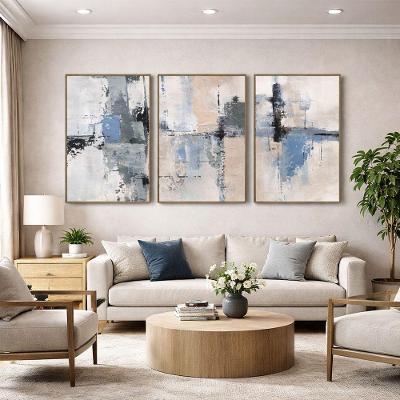 Quadro Decorativo Abstrato Moderno Kit 3 Retangular 40x60cm em Madeira com Parafuso Preto