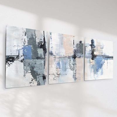 Quadro Decorativo Abstrato Moderno Kit 3 Retangular 60x90CM em Canvas com Moldura