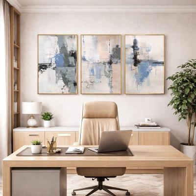 Quadro Decorativo Abstrato Moderno Kit 3 Retangular 100x150CM Madeira de Reflorestamento Parafuso