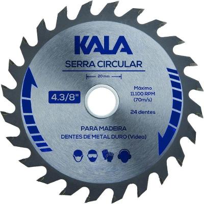 Serra Circular Vídea 110MM 24D para Madeira Furo 20MM Prata Bivolt Kala