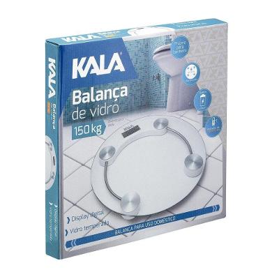 Balança Digital Kala Redonda Vidro Temperado Capacidade 150KG Precisão 100G 30CM