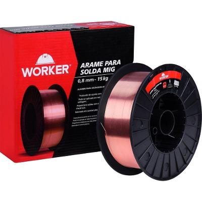 Arame de Solda MIG 0,8mm 15kg Carretel Plástico Alta Resistência Worker 15KG